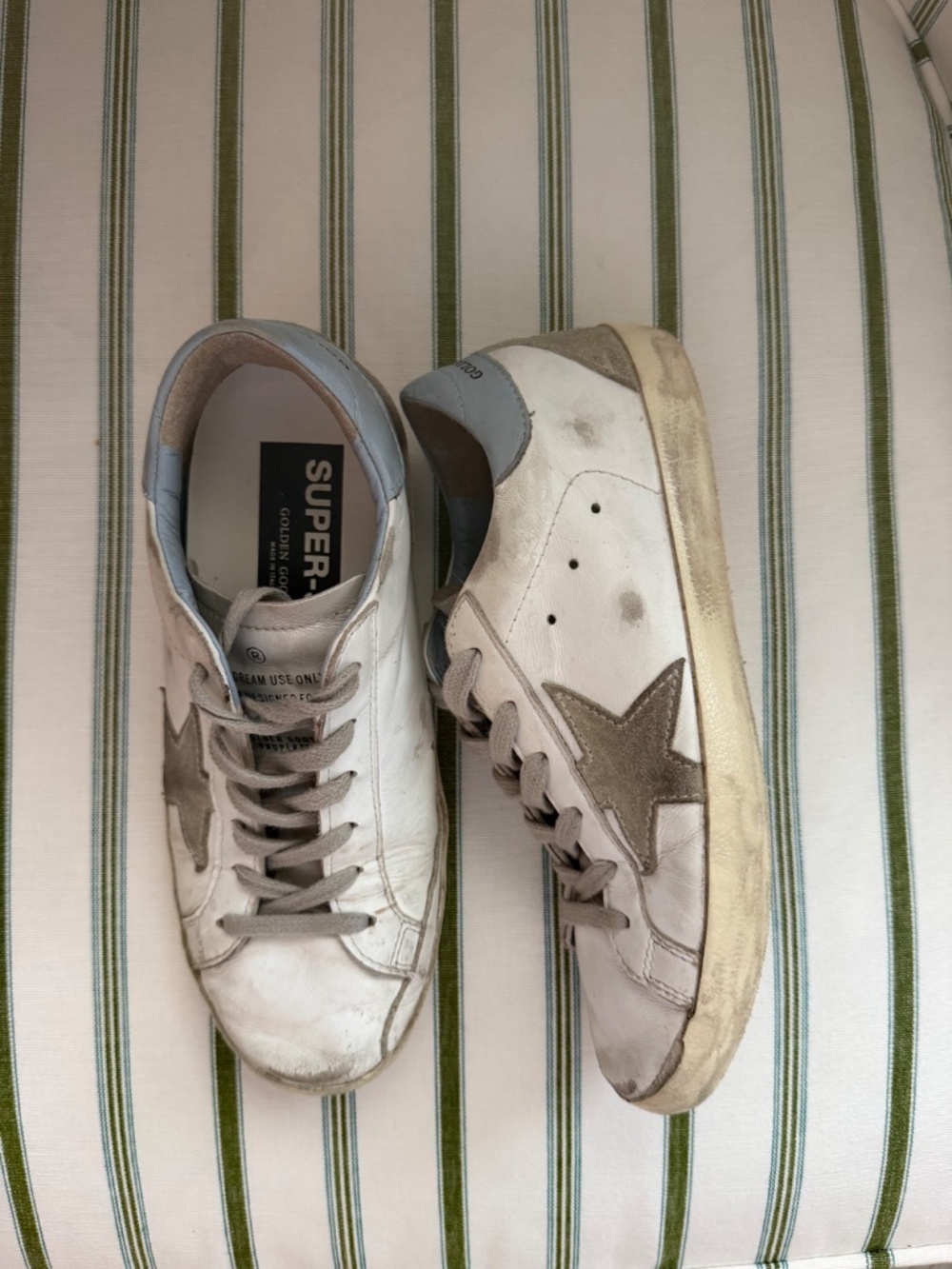 Women's Golden Goose Super Star in White and Ice Blue - Picture 6 of 9